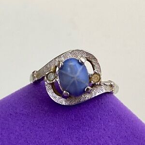 💛 Elegant 14k HGE Blue Faux Star Sapphire Ring